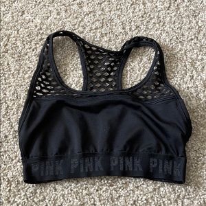 Pink sports bra with designed back